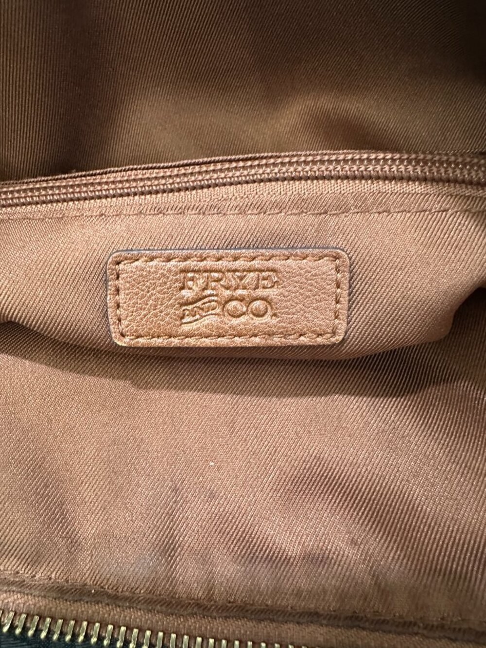 Frye and Co. Cognac Brown Faux Leather Tote Satchel Bag - Picture 9 of 12